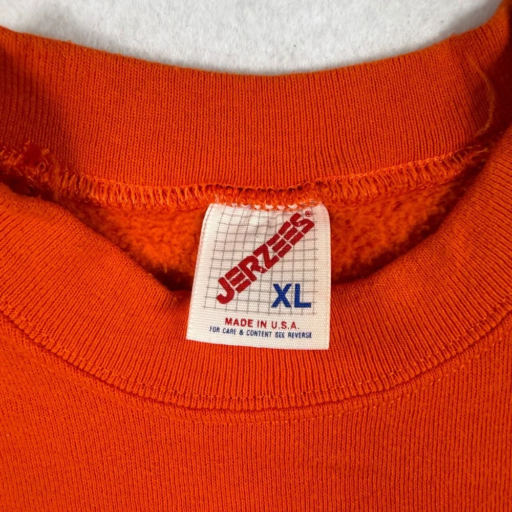 Vintage 90s Jerzees Blank Sweatshirt Mens XL Orange Made in USA Raglan Sleeve